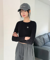 スリム フィット クロップ ロングスリーブ ティーシャツ [フォーカラー]