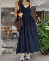 サンディチェッカードロングドレス&ヘアストラップセット