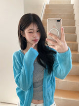 RS パステルモヘアウールニットカーディガン (6color)