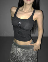 rainbow piece cross mini top(3 color)
