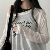 Alling lettering shoulder long sleeve tee
