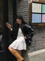 【Bellied made/2color】ロックオーバーフィットカットレザージャケット