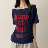 Blo off-shoulder short-sleeved T-shirt (4 colors)