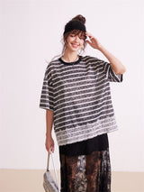 Lace Stripe Mix Slim Fit T-Shirt