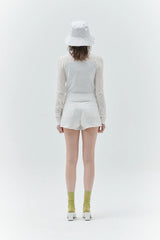 KIRSH PLAIN SEE THROUGH CROP CARDIGAN - WHITE