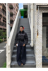 ブラックビーズウールカラーショートパッディドコート