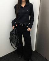 Tweety Frill Collar Polka Dot Long Sleeve T-Shirt