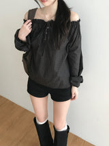 Dear button off-shoulder blouse (2 colors)