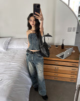 Kishi Set-up Cut Wide Denim Pants