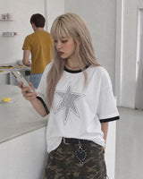 (UNISEX)カッティングスター ダブルスリーブTシャツ