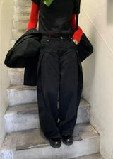  TUCK COTTON WIDE PANTS