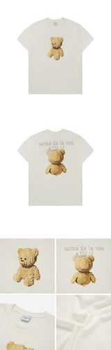 24FW BLOCK BEAR SHORT SLEEVE T-SHIRT CREAM