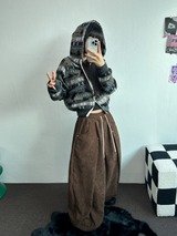 2ウェイ🤎 ノルディックフーディーセミクロッピードジップアップジャケット 🤎💙🩶2カラー