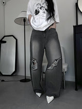 gray damaged balloon denim