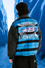 STAR B VARSITY JACKET STRIPE BLUE