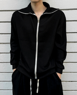 high-neck ribbed zip-up