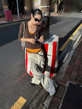 Multi-Pocket Jeans Wide Casual Pants
