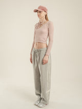 [FW ver] SWEET RIBBON SWEAT PANTS - GRAY/WHITE