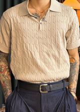 S/S Cable Collar Short Sleeve Knit 8COLOR