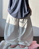 KOREAN/KEYRING 🤎 KEYRING BELT BALLOON WIDE COTTON LONG PANTS 🤎💚💛🖤 - 5 COLORS