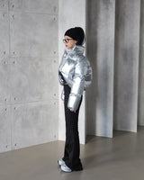 Glossy Two-Way Cropped Short Padded Jacket