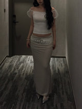 Jelly Shirring Long Skirt