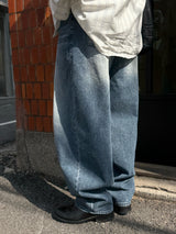 Fit balloon wide denim pants