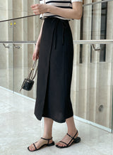 コア リンクルフリー プリーツ ラップ ロングスカート