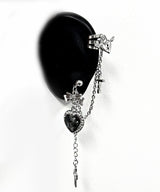 ブラックハートロックピアス&イヤーカフ 1PC