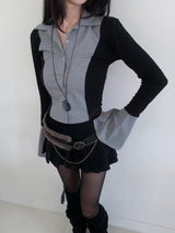 Youth Contrast Stripe Slim-fit Long Sleeve Shirt 