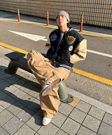 オーバーサイズバーシティジャケット パッチ付き