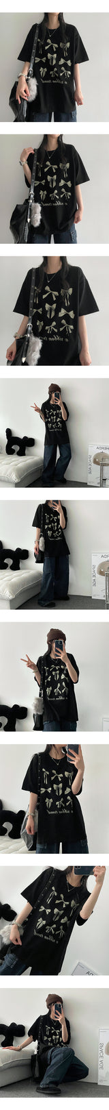 Rotan リボン半袖Tシャツ