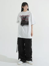 Strap cotton cargo pants