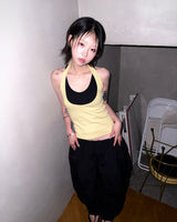(2color) Shirring Wide Nylon Banding Pants