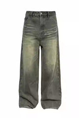 Faded Green Straight Jeans