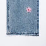 FLOWER EMBROIDERED LIGHT BLUE DENIM PANTS code 18103