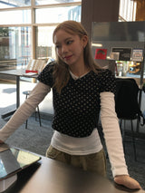 ホリードット フリース レイヤード 半袖Tシャツ（2色）