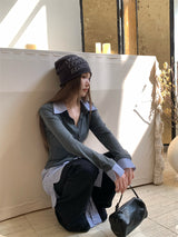 Stripe Collar Burton Long Sleeve Cardigan