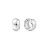 chunky small huggie hoop rhodium plating + 925 silver earrings E064-04H