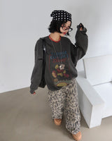 leopard leopard wide long pants