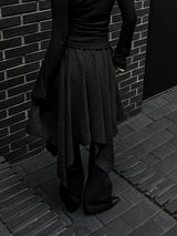 suede shirring draped skirt