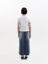 BASIC DAMAGE WASHING DENIM SWEATSKIRT (BLUE)