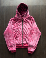 PINK GLAMOUR STUDDED 2SIDES HOODZIP
