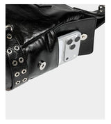 Y2K Stud Buckle Moto Hobo Shoulder Bag