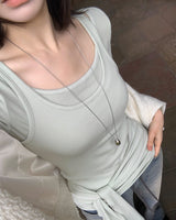 [ORIGINAL] Ockham Layered Wrap Sleeveless T-Shirt