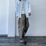 Double Knee Straight-Leg Trousers