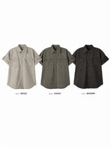 LMN ヴィンテージウエスタンロールアップショートスリーブドシャツ (3 colors)