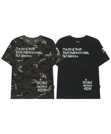 ヴィンテージクラックドタイポグラフィーレギュラーフィットTシャツ -カモ