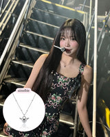 [チョ・ユリ, チュウ Necklace] エンジェリックハートロックレイヤードネックレス - Silver Color