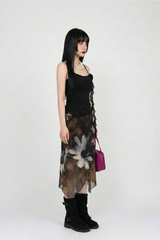 ROSE DRAPE MESH CAMISOLE (IVORY, BLACK 2COLORS!)